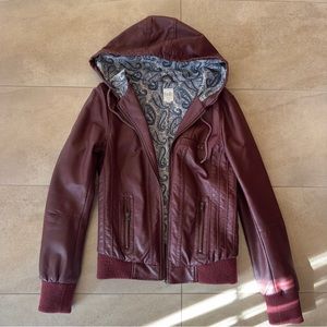Burgundy leather coat